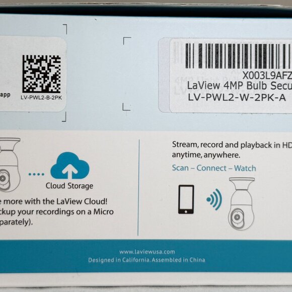 LaView Wi-Fi Smart Light Bulb L2 2K Security Camera Pan Tilt IP HD Cam (2-Pack) - Picture 4 of 14